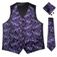 Purple and White Leaves Silk Vest Set - Masculine Clothes