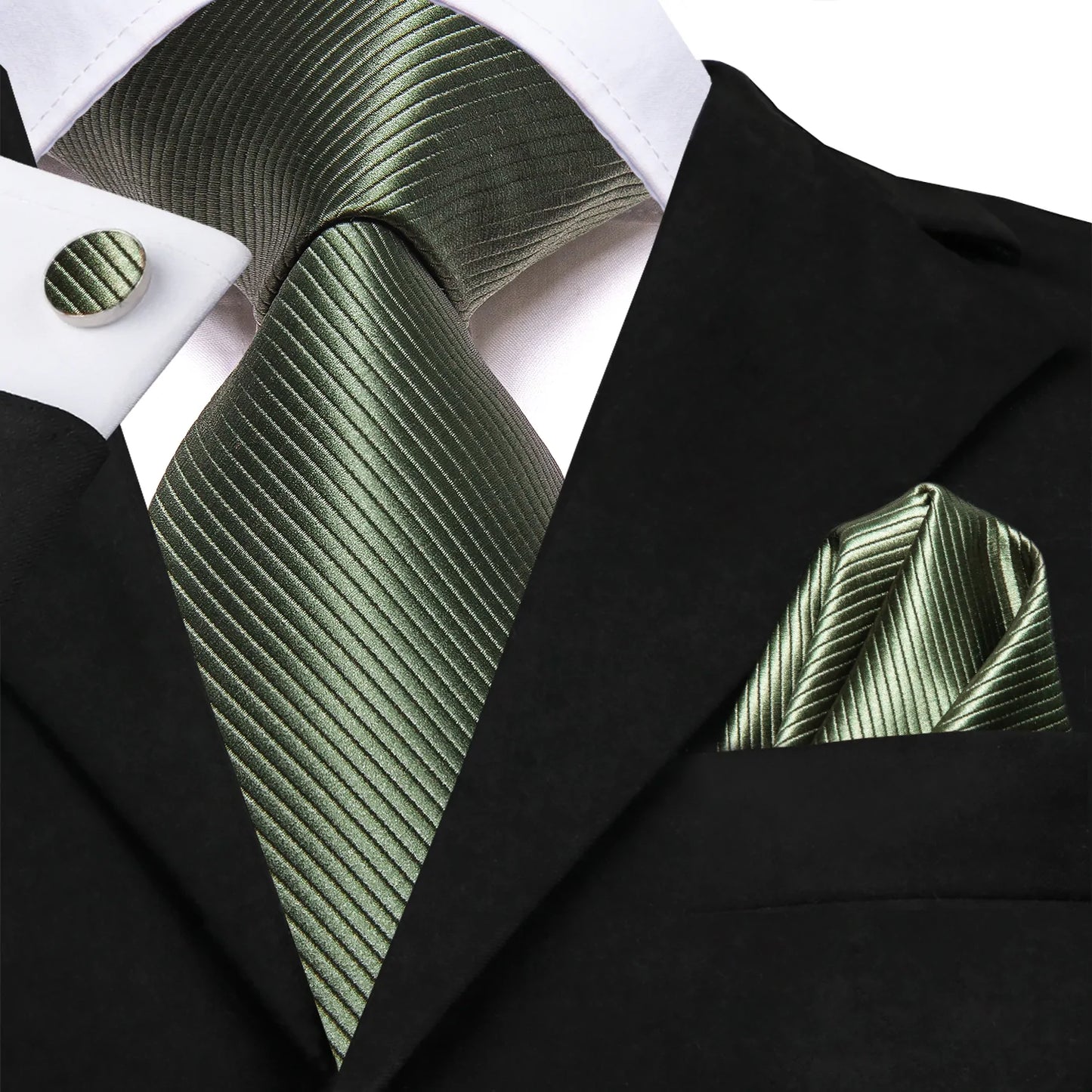 Shinny Pickle Lines Silk Tie Set