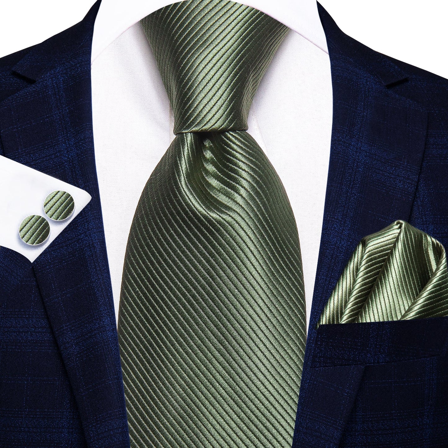 Shinny Pickle Lines Silk Tie Set