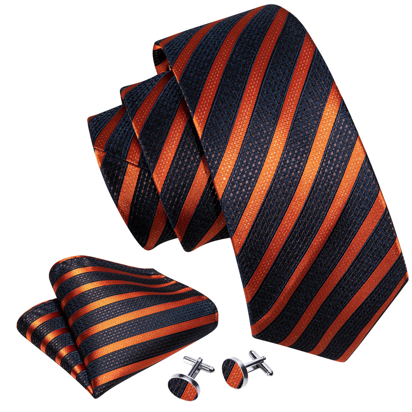 Orange Stripes In Black tie Set