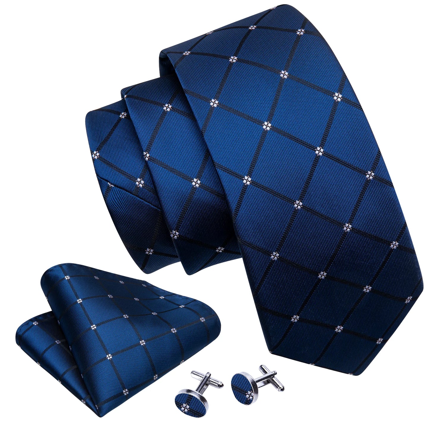 White Diamonds In Blue Tie Set