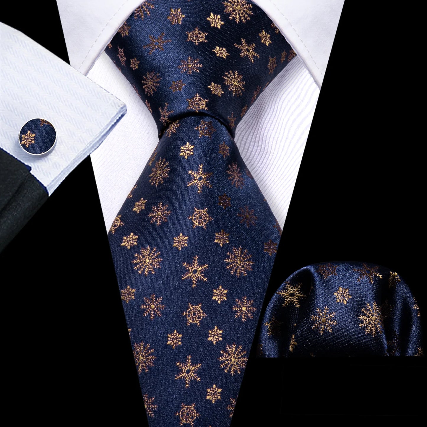 Gold Starry Night Tie Set In Blue