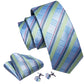 Ice Blue Checkered Silk Tie Set - Masculine Clothes