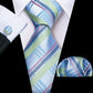 Ice Blue Checkered Silk Tie Set - Masculine Clothes