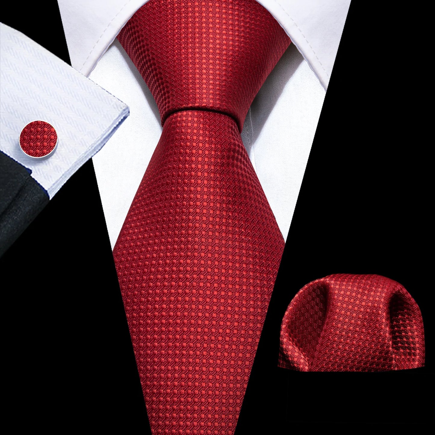 Red Classic Plaid Tie Set