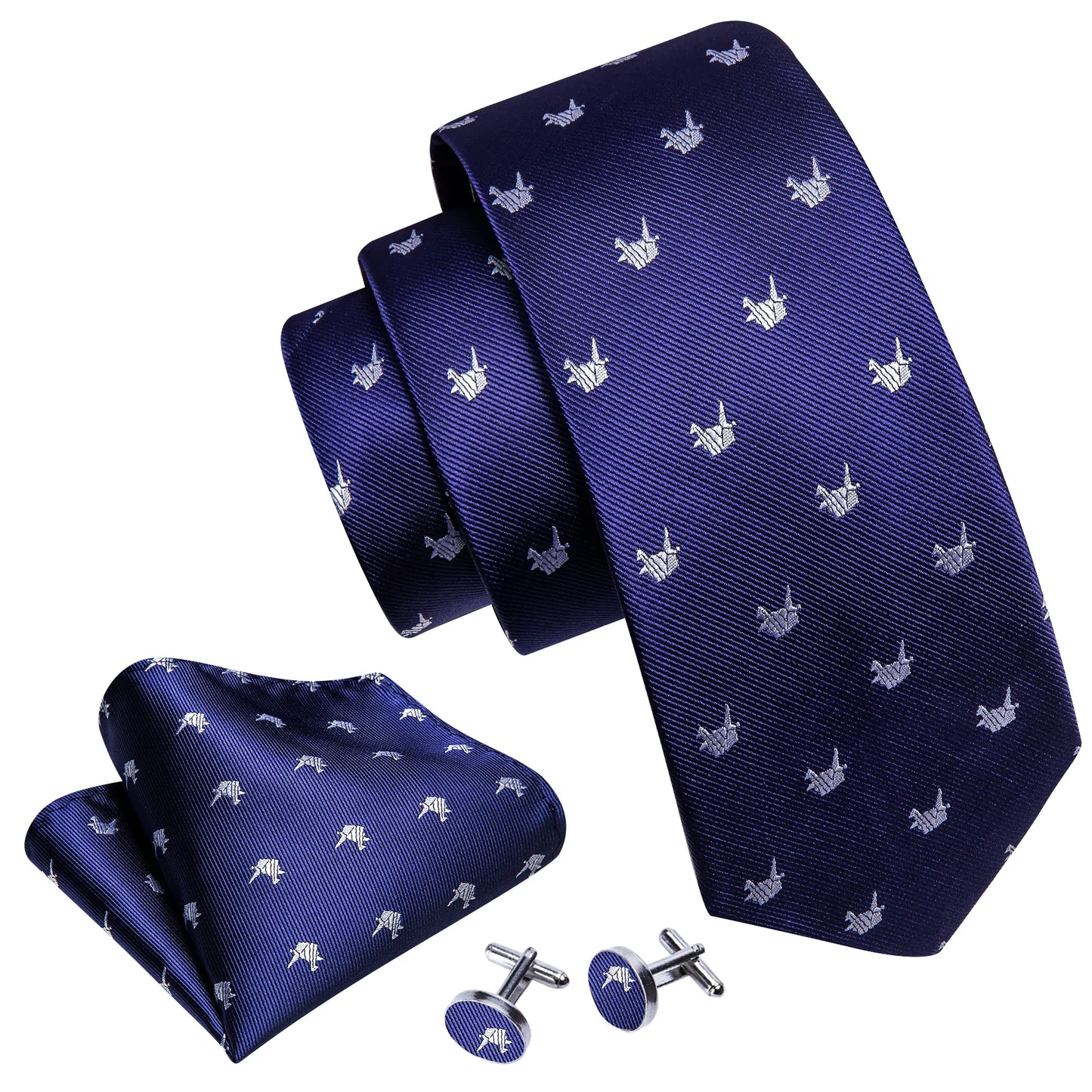 White Paper Crane In Blue Tie Set