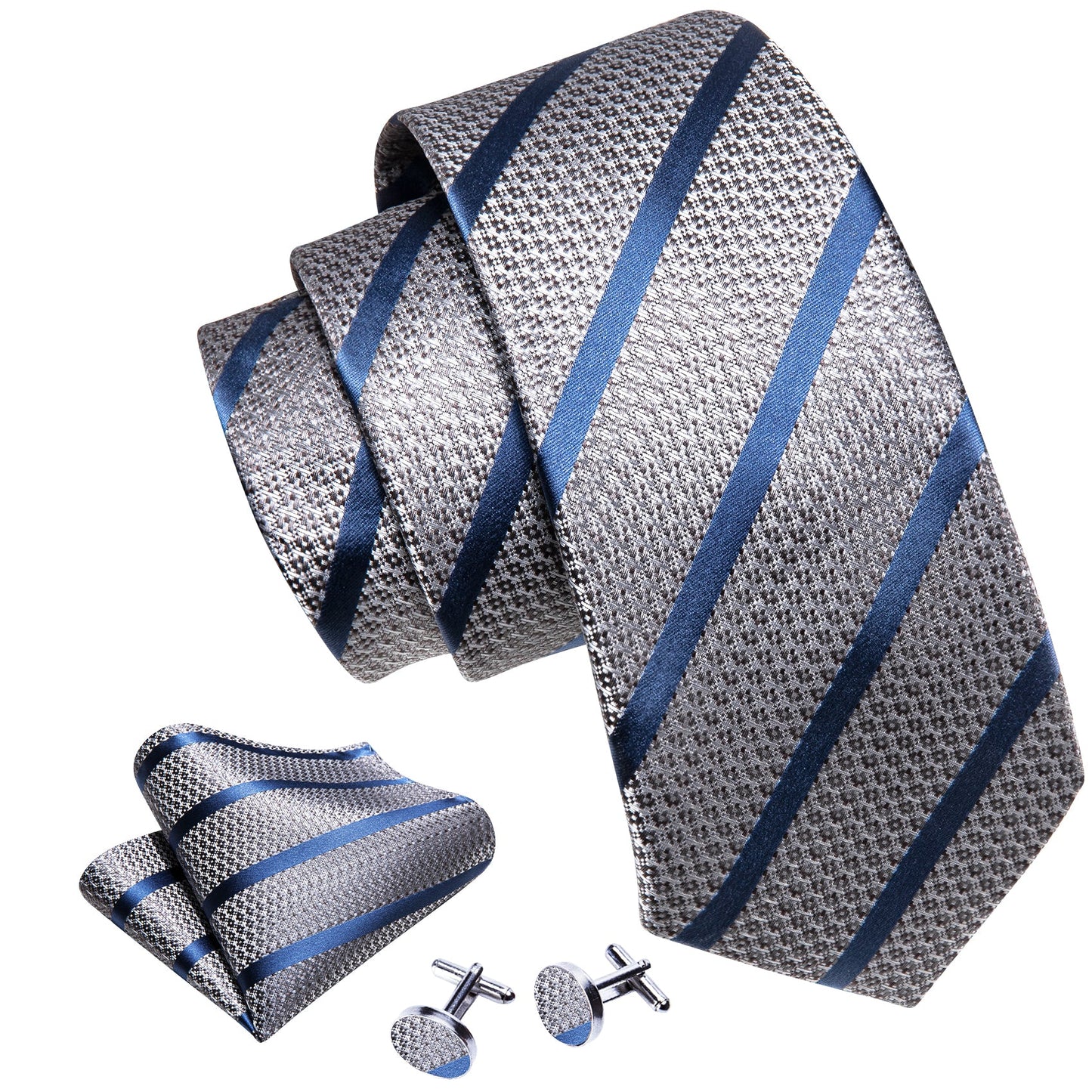 Luxury Blue Lines In Gray Tie Set