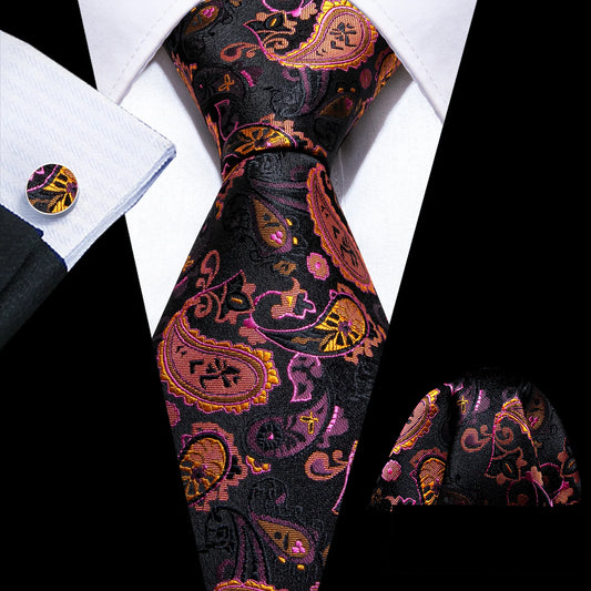 Orange and Purple Leaves Tie Set