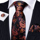 Orange and Purple Leaves Tie Set - Masculine Clothes