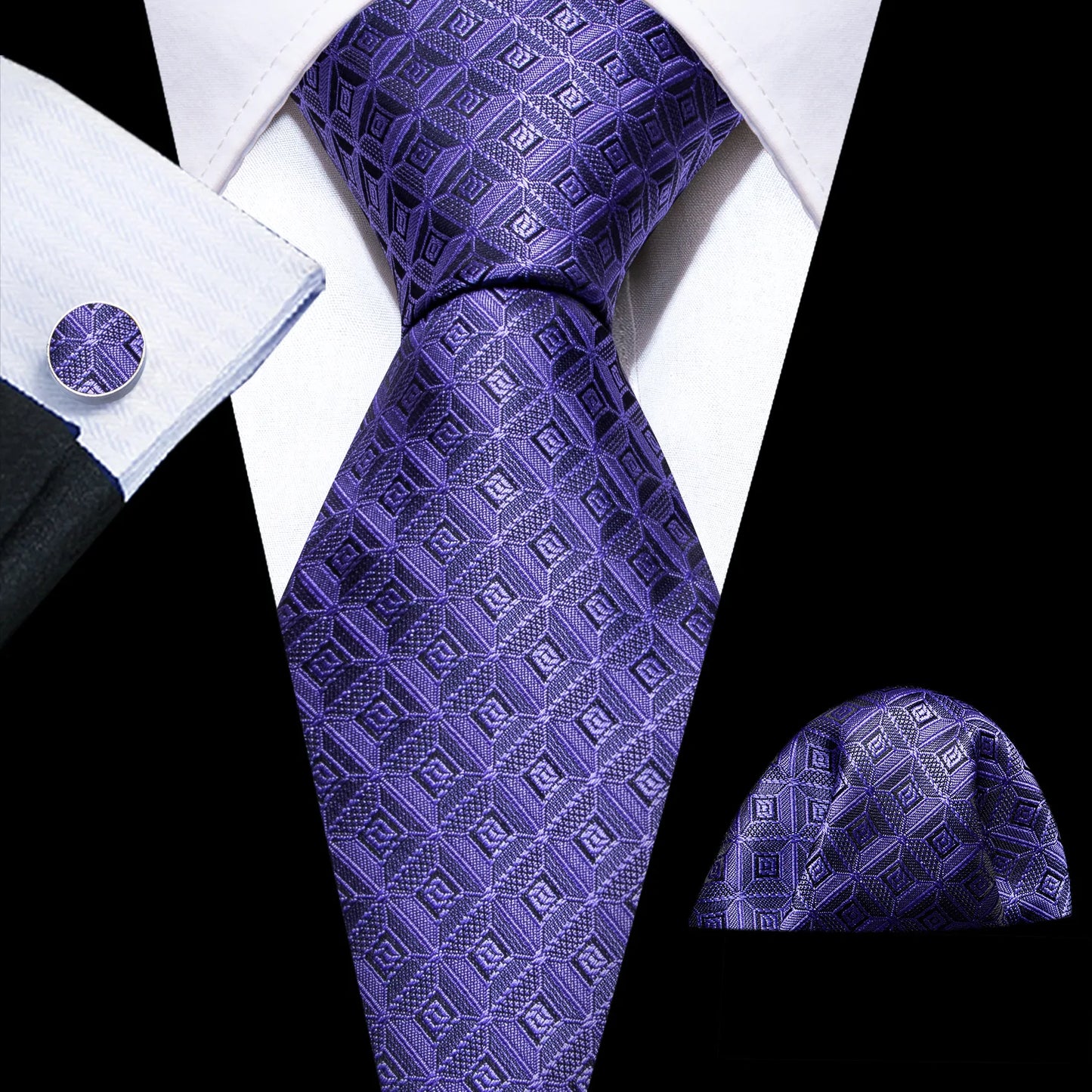 Violet Square Silk Tie Set