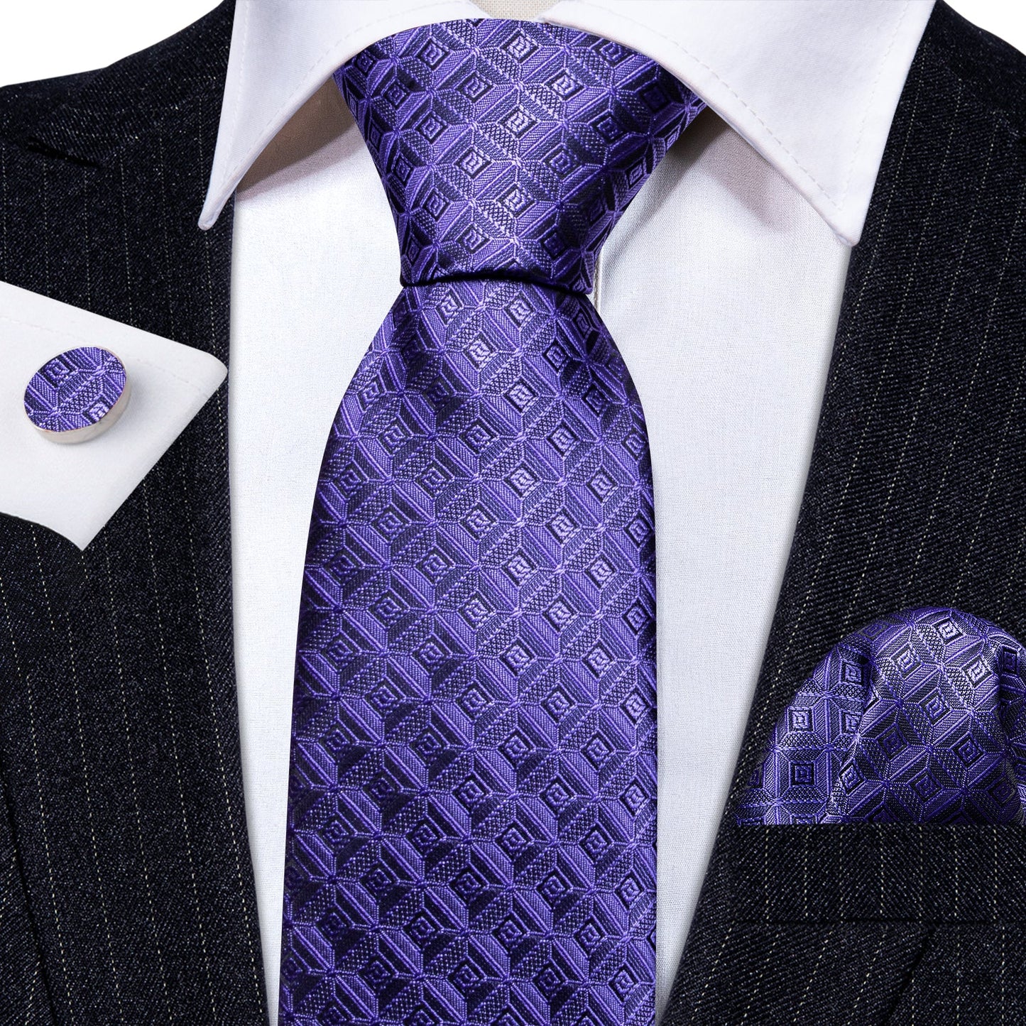 Violet Square Silk Tie Set