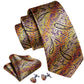 Sunset Leaves with Shade of Purple Silk Tie Set - Masculine Clothes
