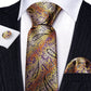 Sunset Leaves with Shade of Purple Silk Tie Set - Masculine Clothes