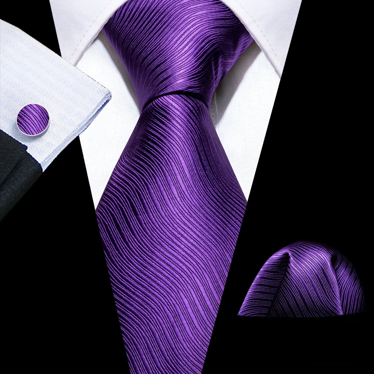 Premium Lavender Plain Silk Tie Set