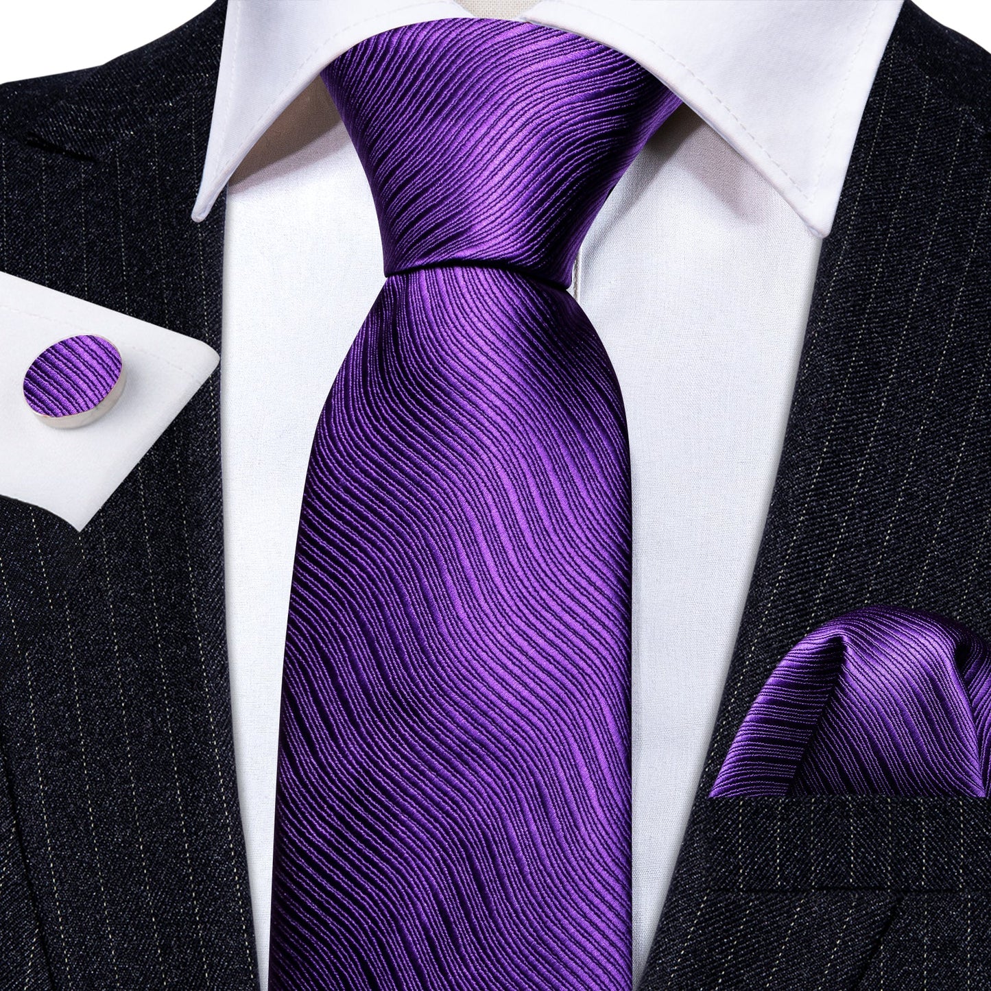 Premium Lavender Plain Silk Tie Set