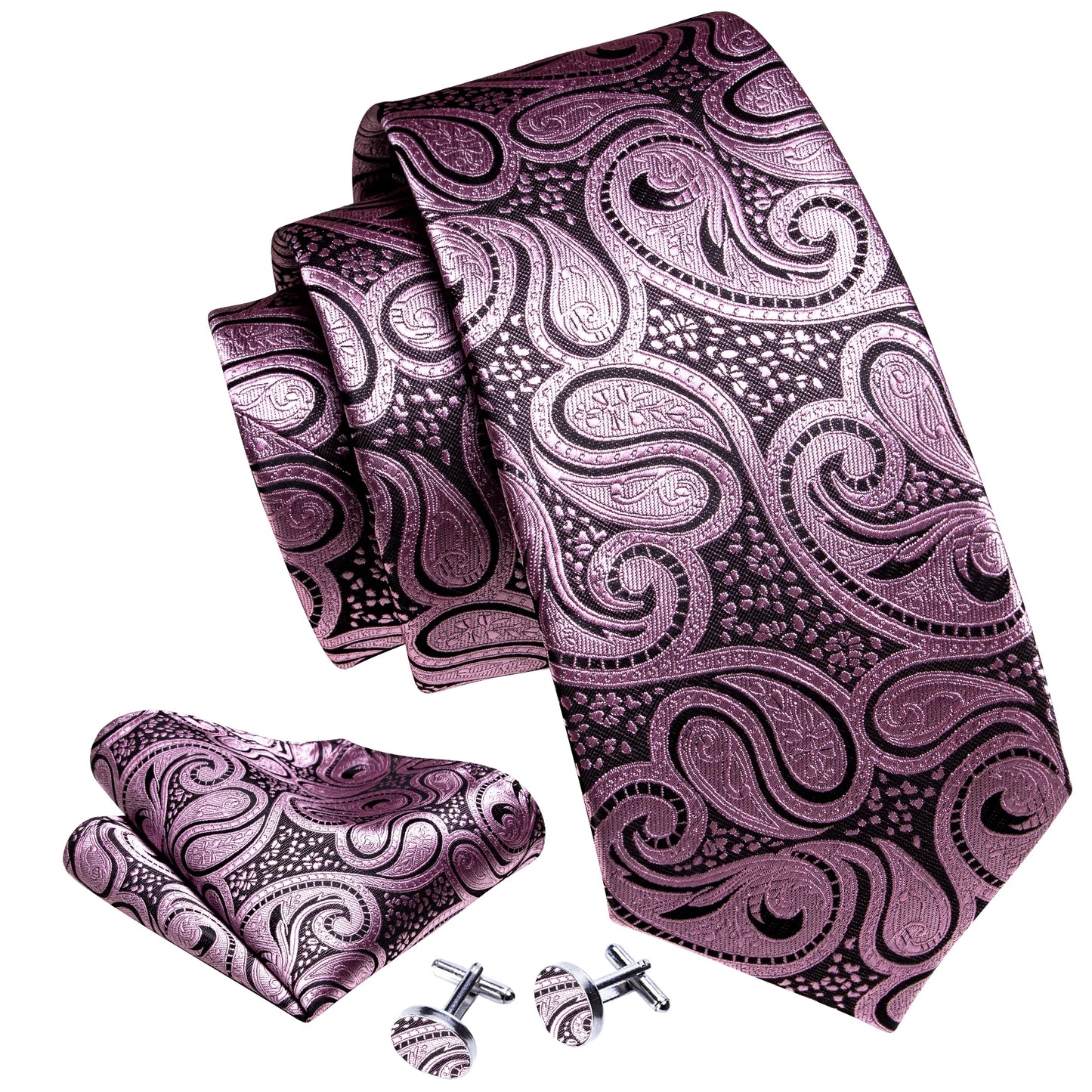 Pink Floral Silk Tie Set