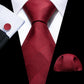 Luxury Burgundy Red Plaid Silk Tie Set - Masculine Clothes