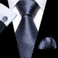 Gray and White Zigzag Lines Silk Tie Set - Masculine Clothes