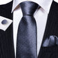 Gray and White Zigzag Lines Silk Tie Set - Masculine Clothes