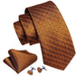 Rusty Brown Squares Tie Set - Masculine Clothes