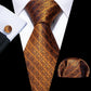 Rusty Brown Squares Tie Set - Masculine Clothes