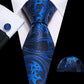 Luxury Midnight Floral In Blue Tie Set