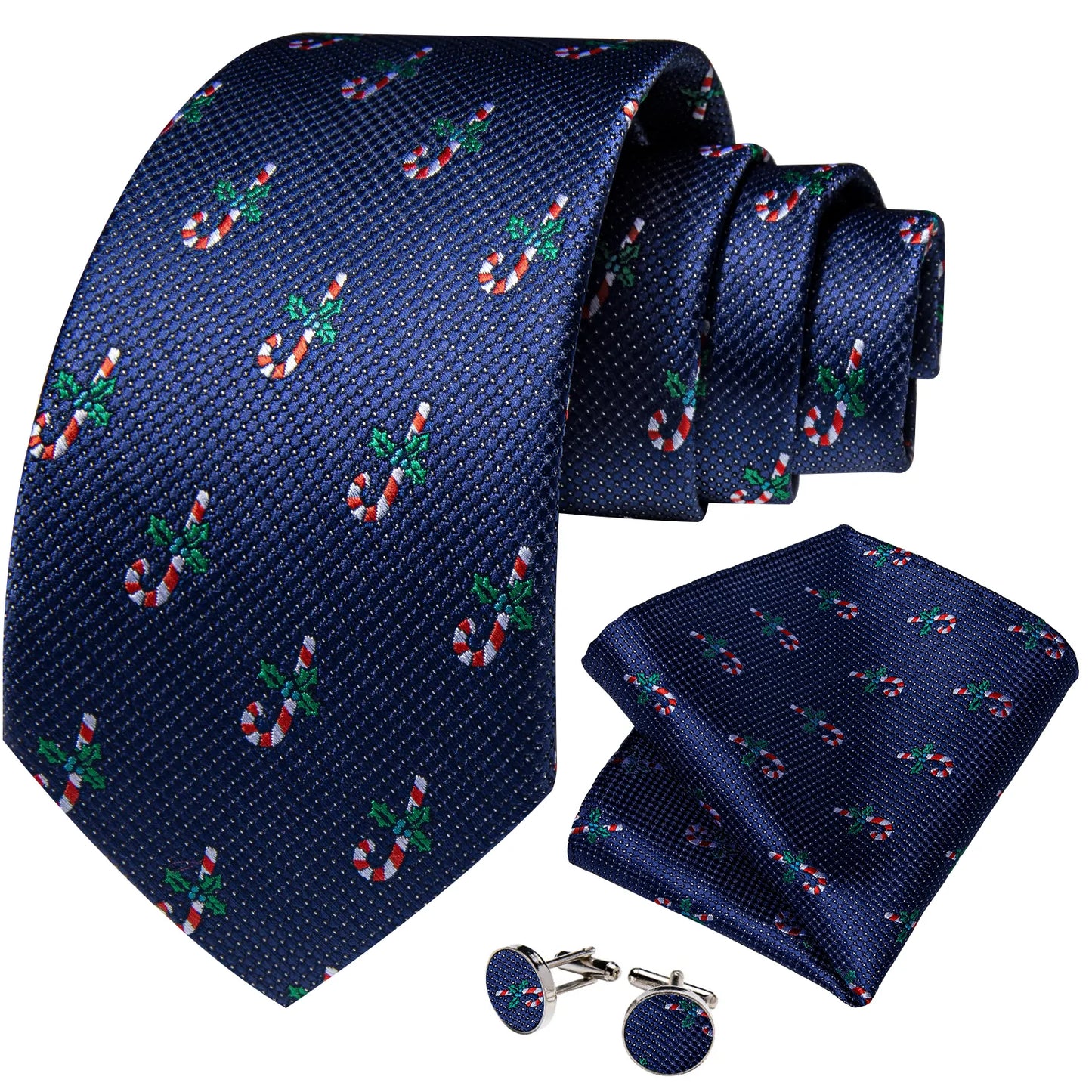 Candy Cane In Blue Silk Tie Set