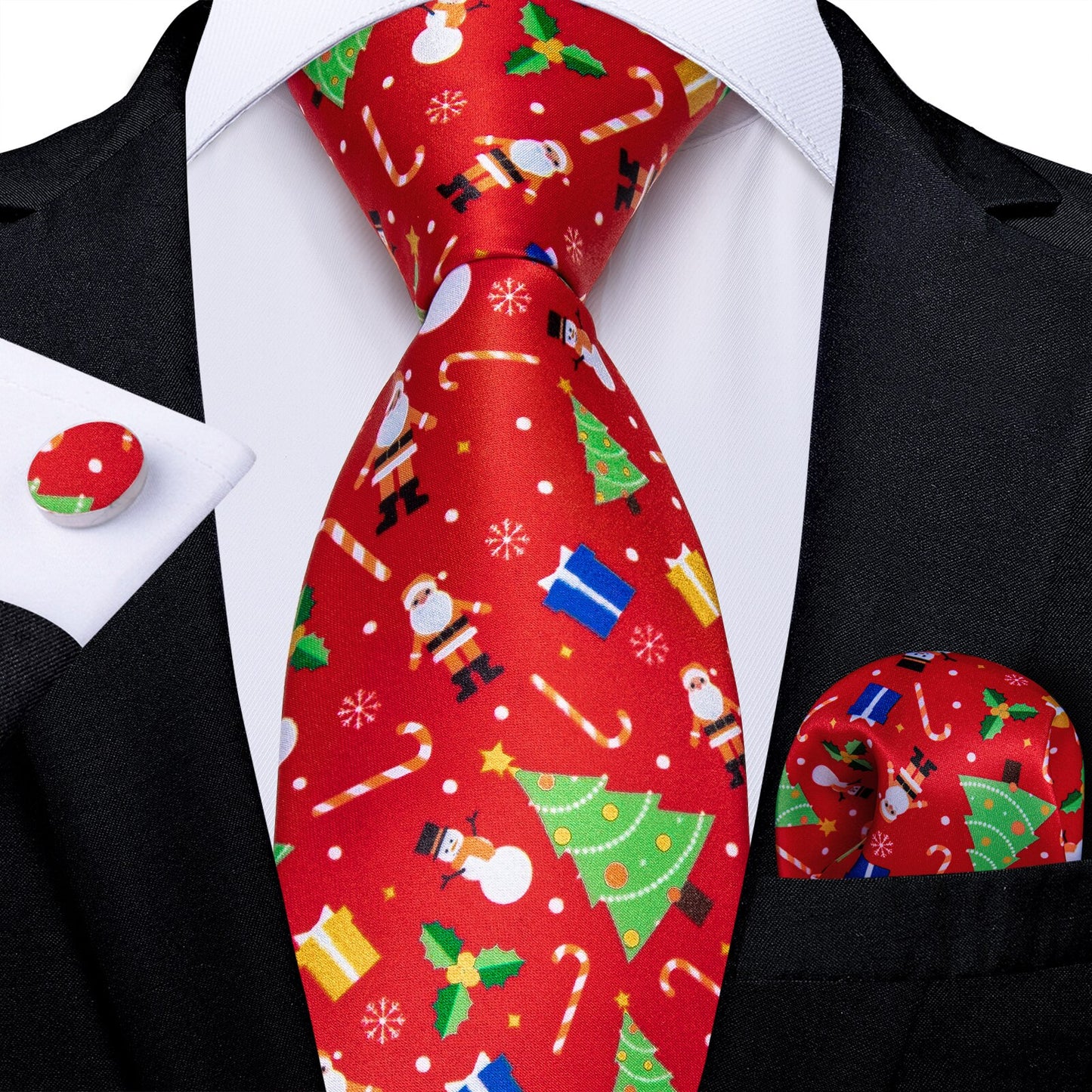 Christmas Tie, Pocket Square and Cufflinks