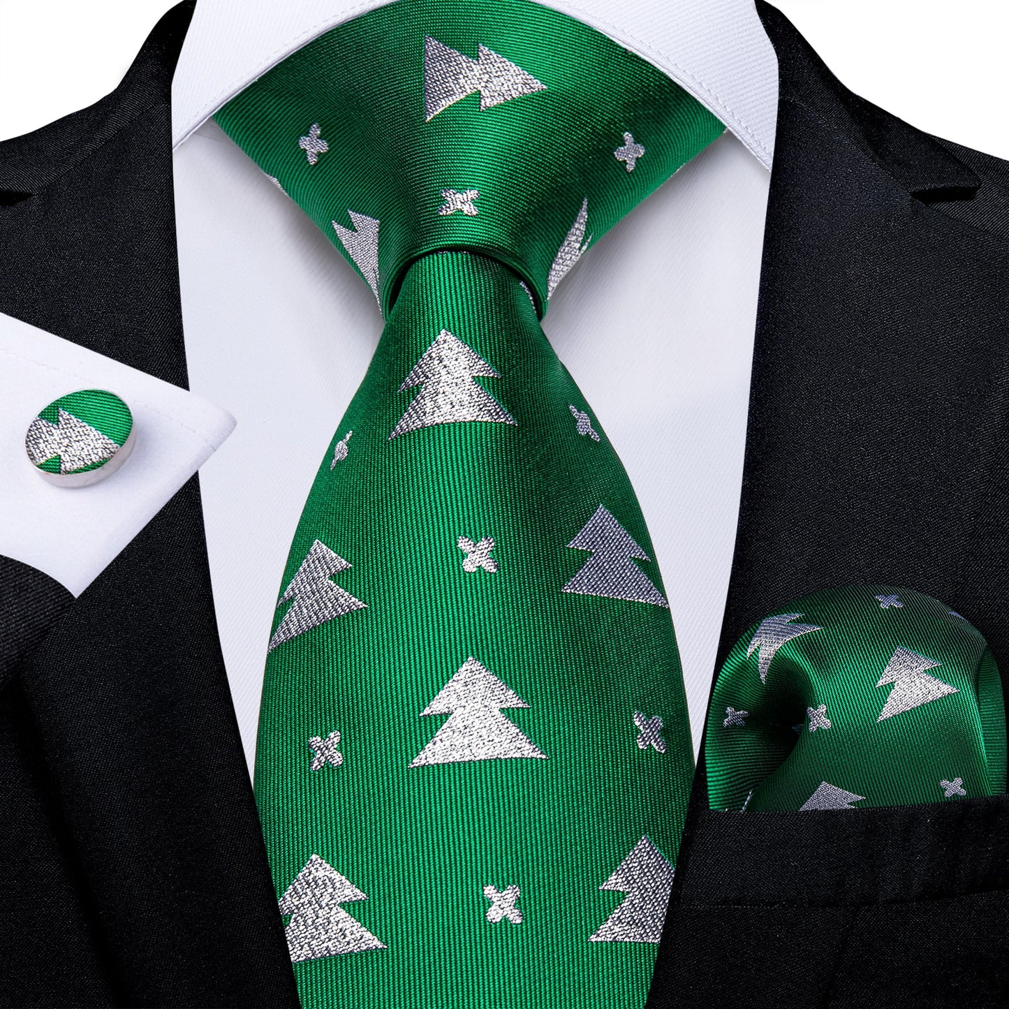 Christmas Tie, Pocket Square and Cufflinks