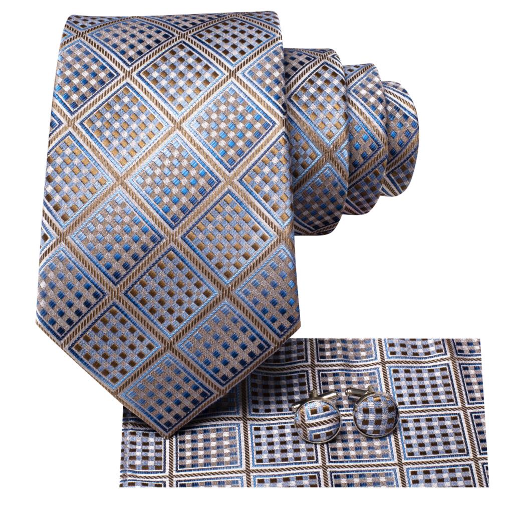 Diamond Shape Tie, Pocket Square and Cufflinks