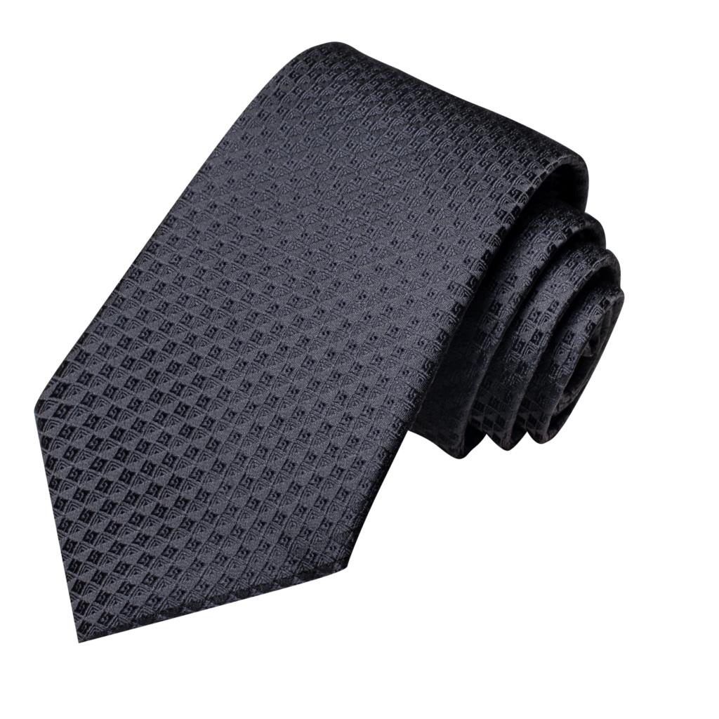 Black Squares Silk Tie,Pocket Square and Cufflinks