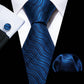 Royal Blue Waves Silk Tie Set - Masculine Clothes