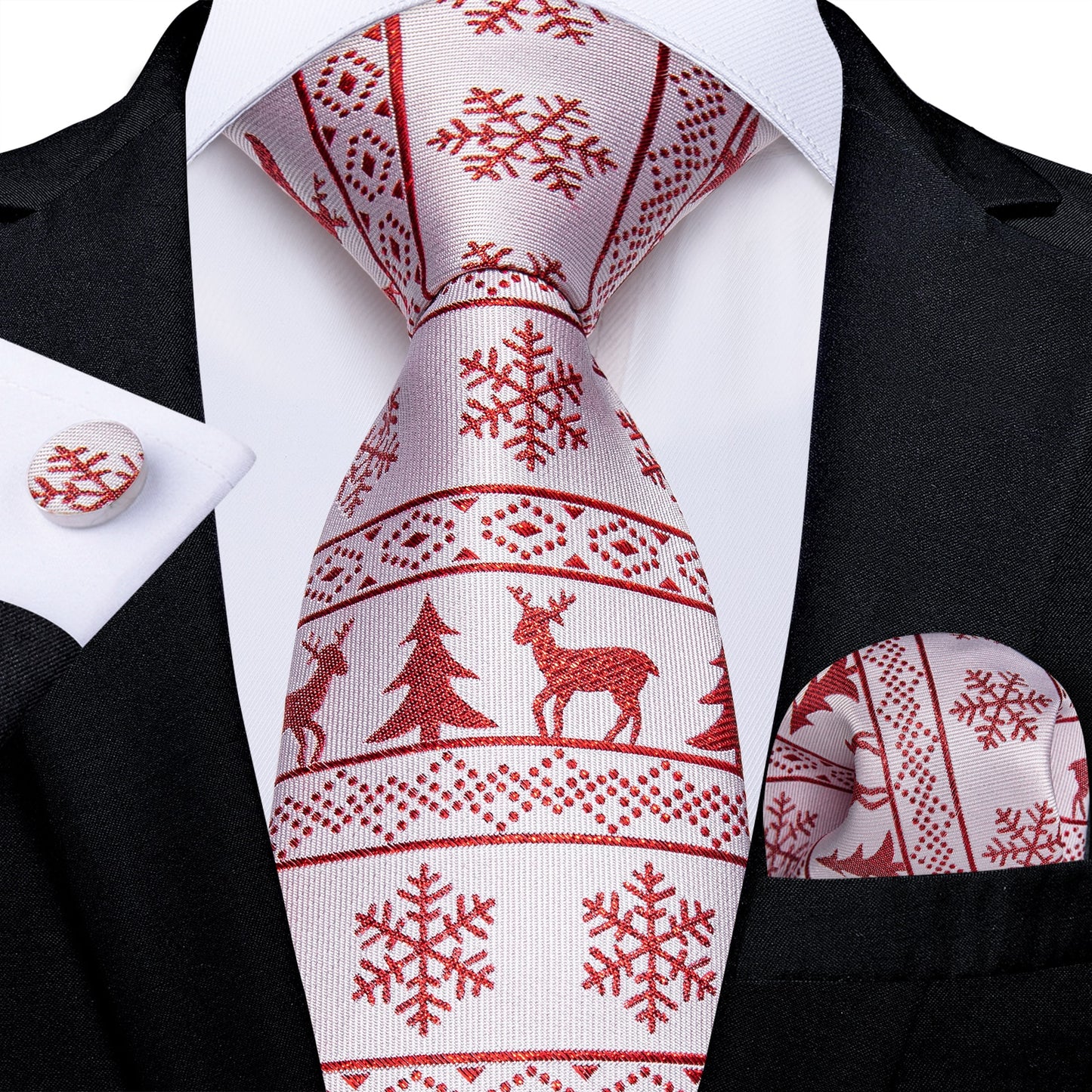 Christmas Tie, Pocket Square and Cufflinks