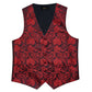 Red Floral In Black Silk Vest Set - Masculine Clothes