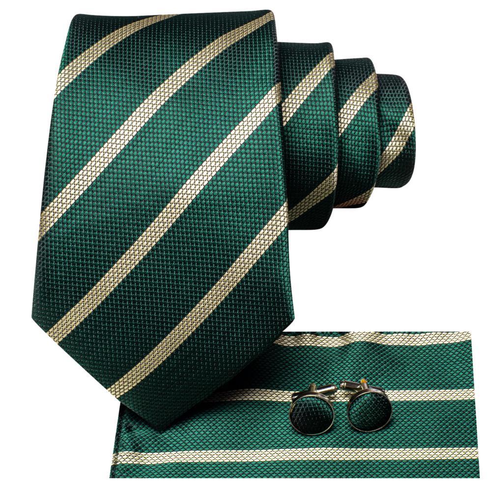 Mocha Stripes In Green Tie Set