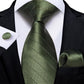 Shiny Olive Green Silk Tie Set - Masculine Clothes