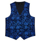 Blue Floral In Black Silk Vest Set