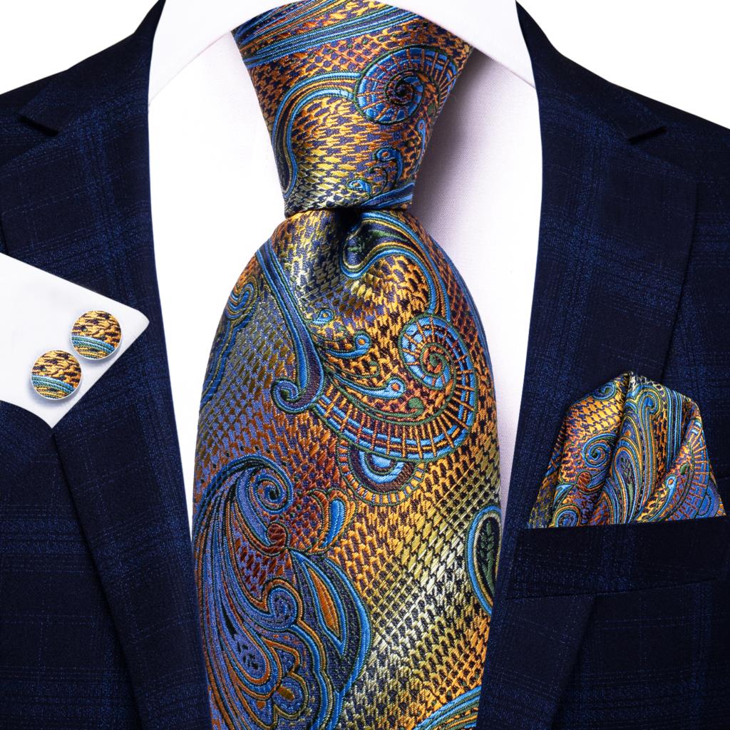 Sunset Silk Tie, Pocket Square and Cufflinks