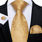 Golden Yellow Floral Silk Tie Set - Masculine Clothes