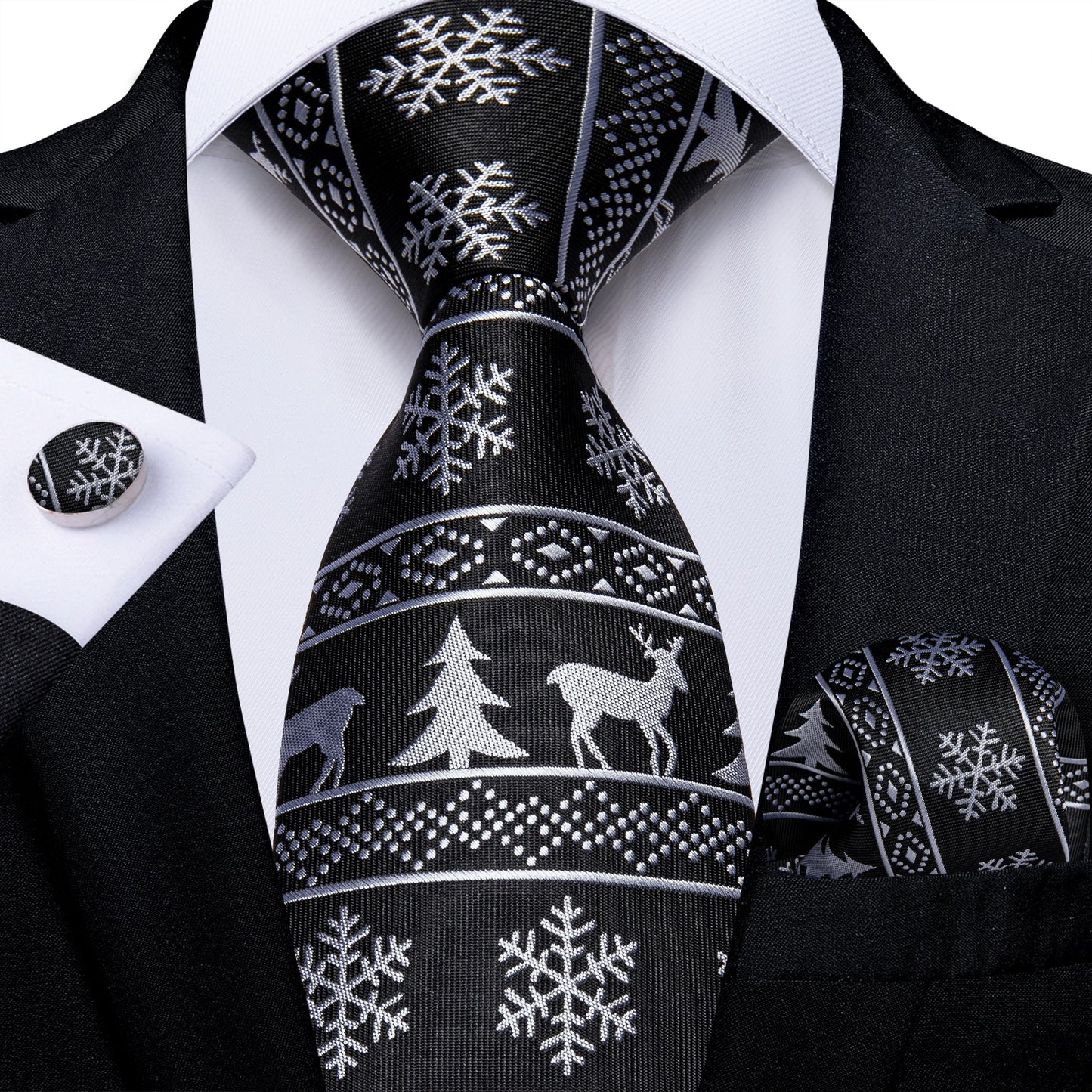 Christmas Tie, Pocket Square and Cufflinks