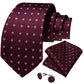 White Tiny Flowers In Burgundy Tie Set - Masculine Clothes