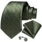 Shiny Olive Green Silk Tie Set - Masculine Clothes