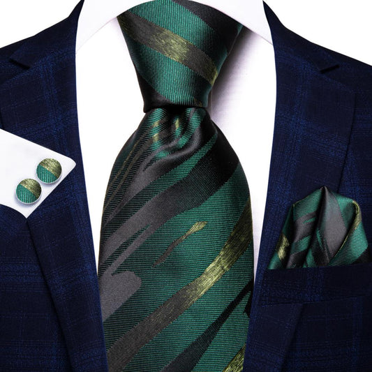 Luxury Stripes In Green Tie Set