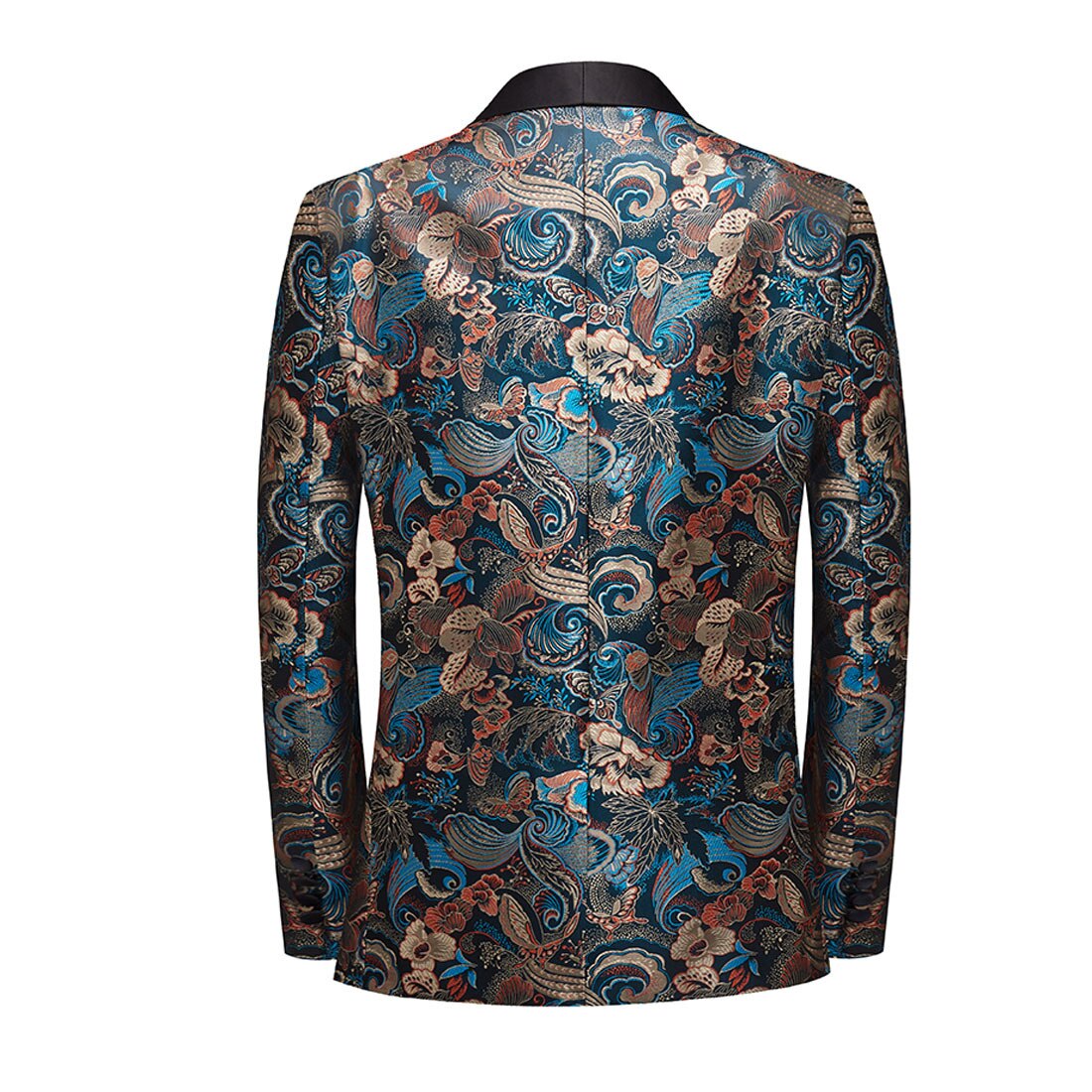 Blue Floral Tuxedo Jacket