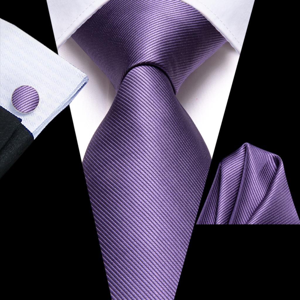 Purple Plain Paisley Tie Set
