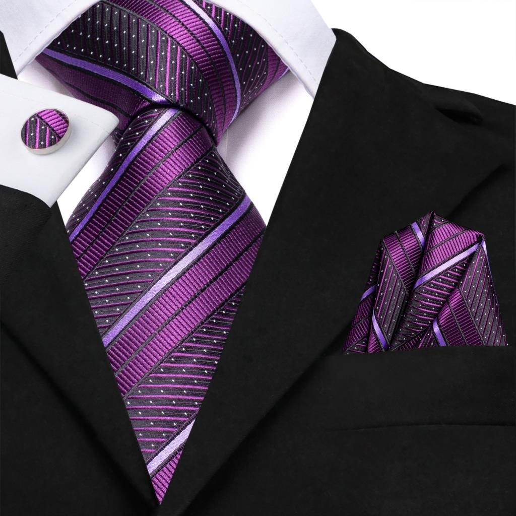 Lilac and White Lines Tie Set