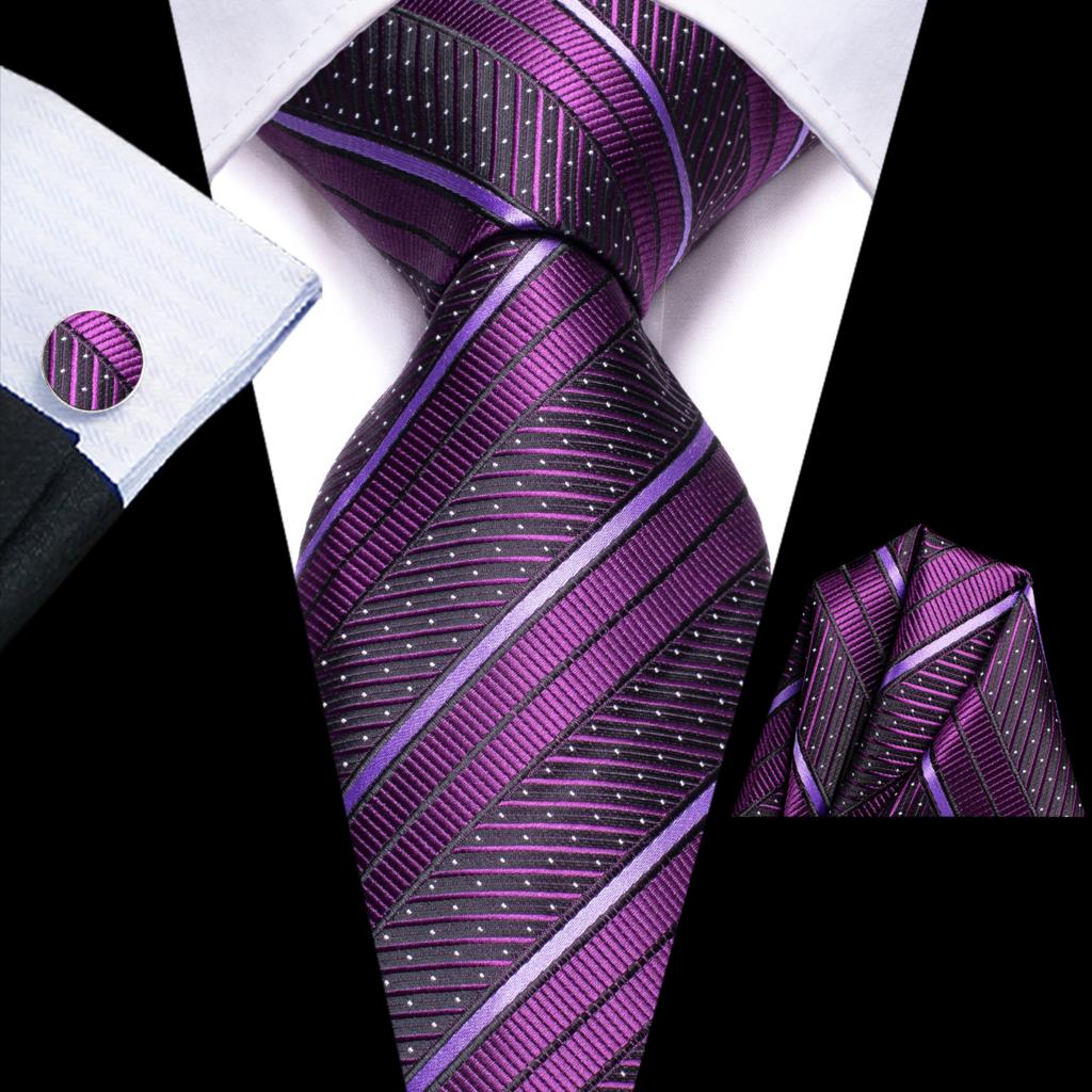 Lilac and White Lines Tie Set