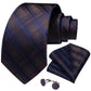 Checkered Blue and Red In Brown Tie Set - Masculine Clothes