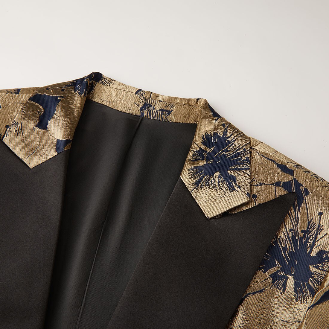 Gold and Black Floral Tuxedo Jacket