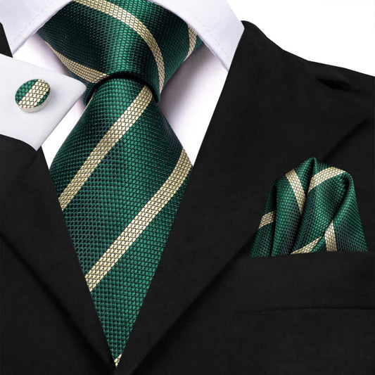 Mocha Stripes In Green Tie Set